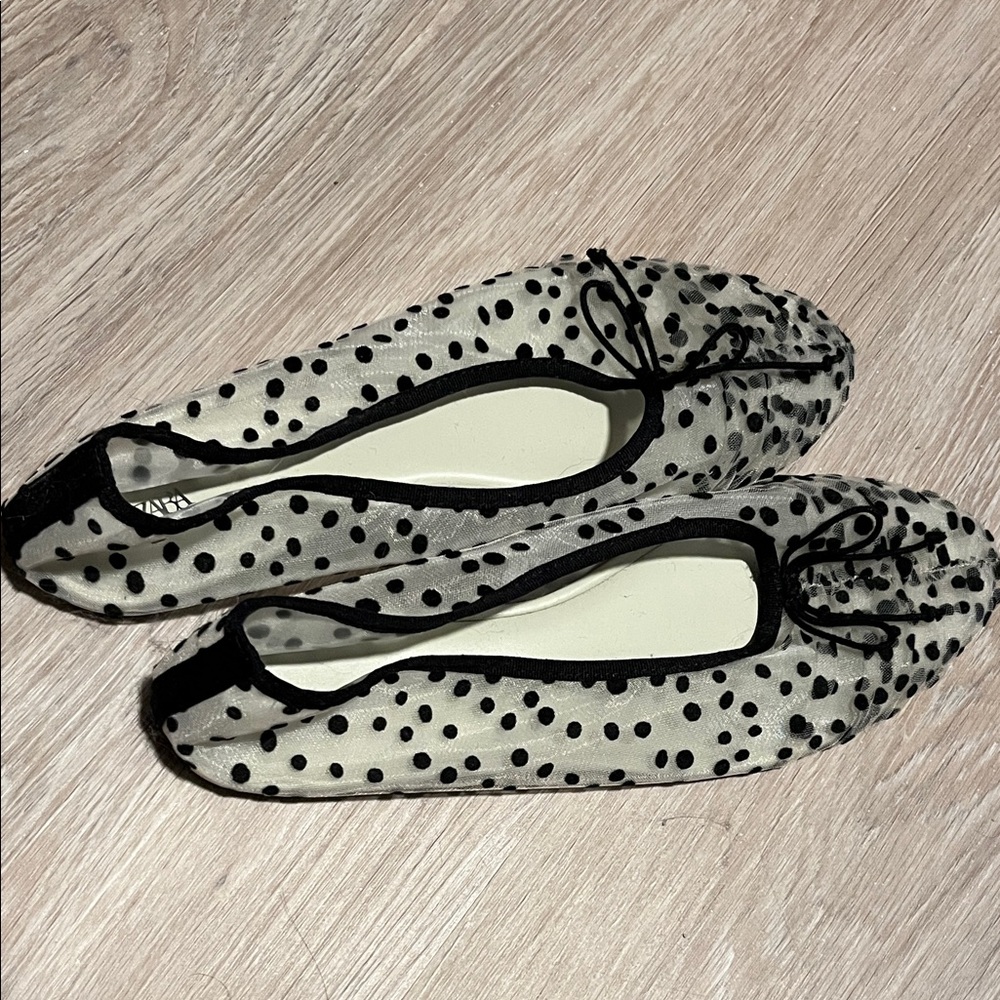Zara Black and White Polka Dot Flats